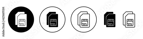 Sim card icon set for web and mobile app. dual sim card sign and symbol
