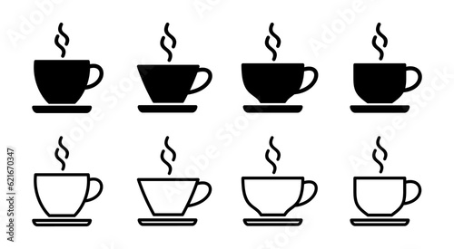 coffee cup icon set illustration. cup a coffee sign and symbol