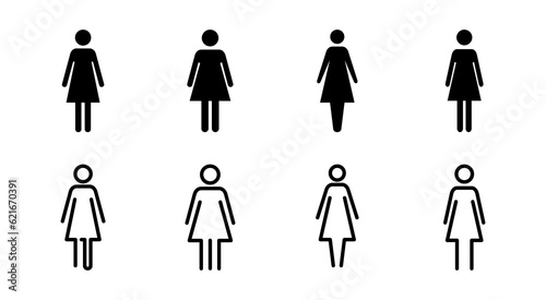 Female icon set illustration. woman sign and symbol