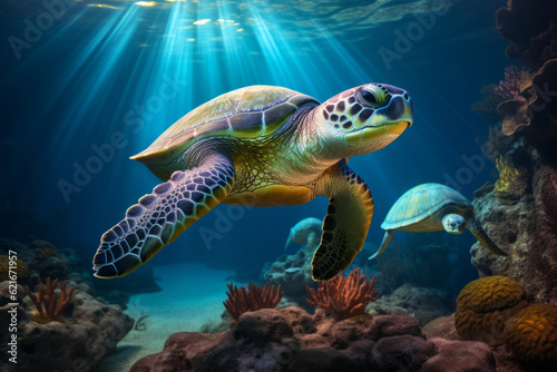 green sea turtle swimming © Unicorn Trainwreck