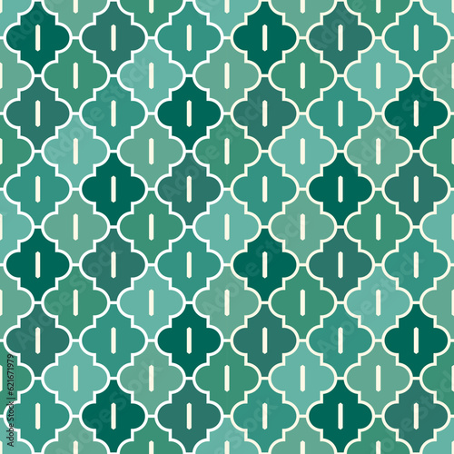 Seamless surface print with ogee ornament. Oriental traditional pattern with repeated mosaic tile Moroccan lantern motif