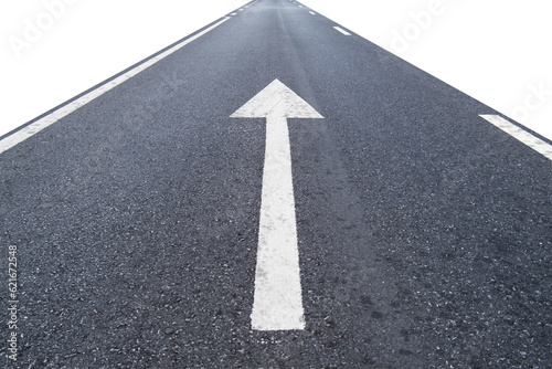 The road surface is a forward sign. arrow on the road on white background