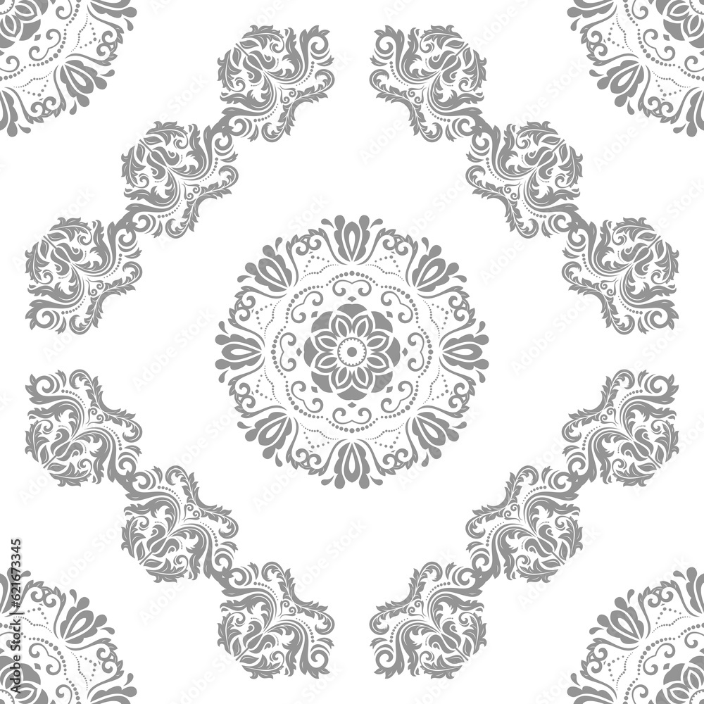 Orient classic light silver pattern. Seamless abstract background with vintage elements. Orient background. Ornament for wallpaper and packaging Orient classic light silver pattern. Seamless abstract background with vintage elements. Orient background. Ornament for wallpaper and packaging