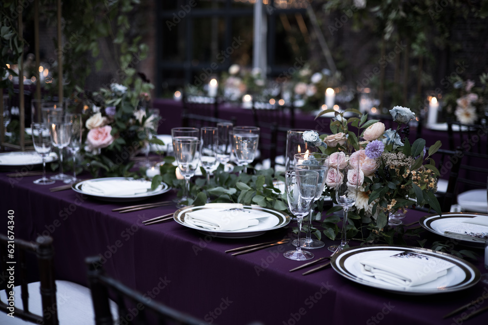 Beautiful Wedding Flowers Bouquet Event Design Arrangement Floral Events Reception Ceremony Love Romantic Tableware Silverware Invitation Centerpiece Glass Bokeh Background Garden Nature Pretty Lights