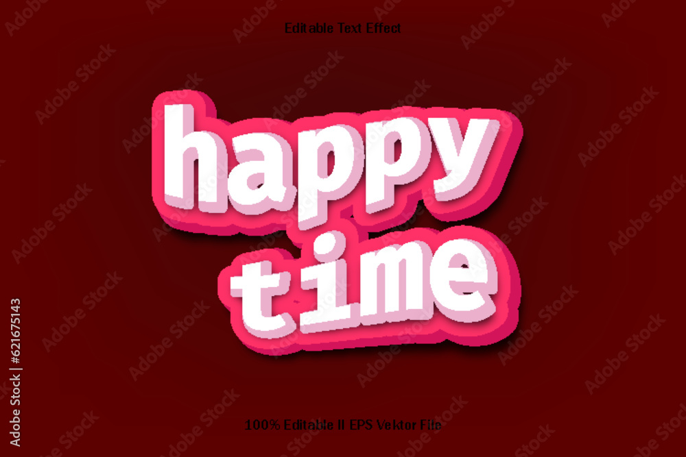Happy Time Editable Text Effect Emboss Cartoon Gradient Style