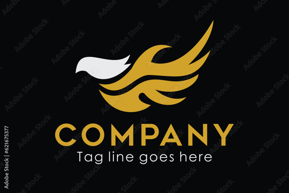 Obraz premium Abstract with bird logo concept with gold color. Suitable for symbol, logo, company, brand name, icon, luxury, elegant, premium logo and many more.