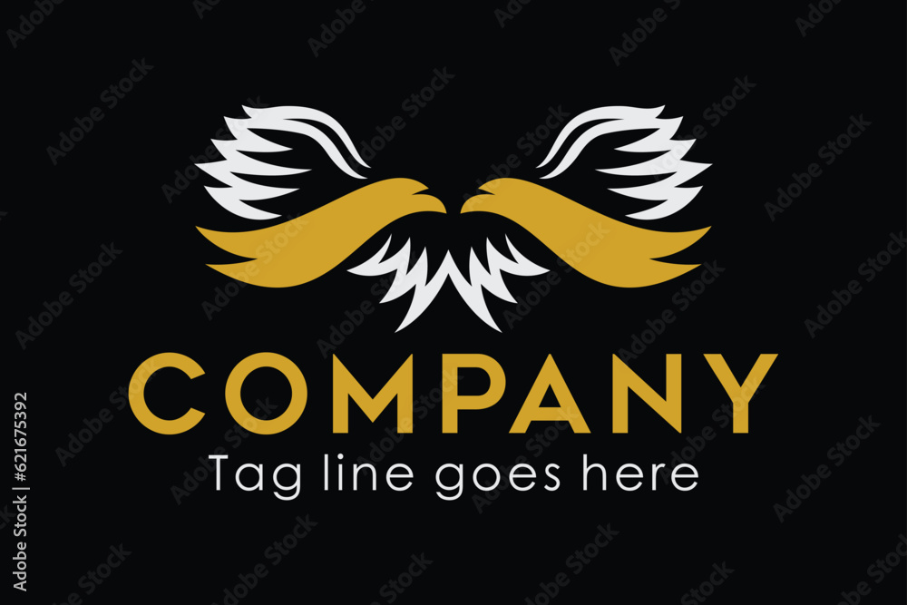 Obraz premium Abstract with bird logo concept with gold color. Suitable for symbol, logo, company, brand name, icon, luxury, elegant, premium logo and many more.