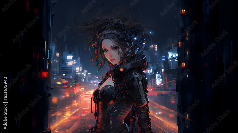anime girl metal robot cyberpunk