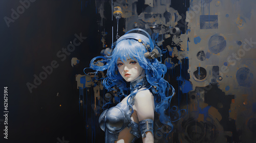 anime girl metal robot cyberpunk