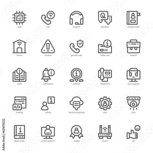 Tech Support Icon pack for your website design, logo, app, and user interface. Tech Support Icon outline design. Vector graphics illustration and editable stroke.