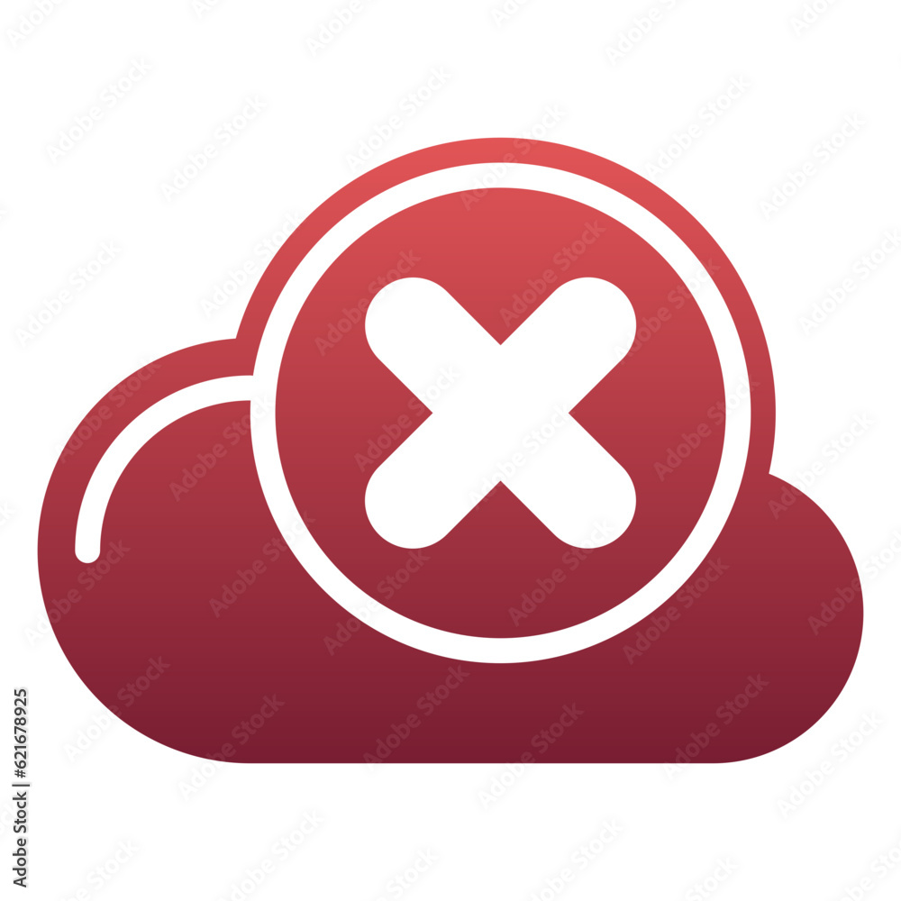 Obraz premium Cloud disconnect icon, gradient glyph icon style