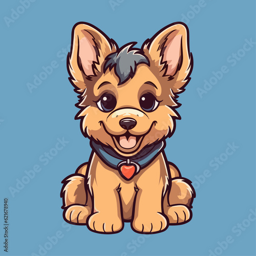Cute German Shepherd Puppy Cartoon Character: Perfect for Children's Products and Pet-themed Designs