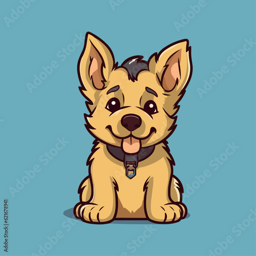 Cute German Shepherd Puppy Cartoon Character: Perfect for Children's Products and Pet-themed Designs