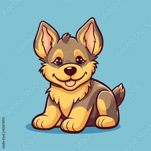 Cute German Shepherd Puppy Cartoon Character: Perfect for Children's Products and Pet-themed Designs