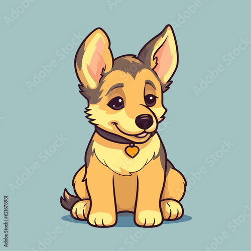 Cute German Shepherd Puppy Cartoon Character: Perfect for Children's Products and Pet-themed Designs
