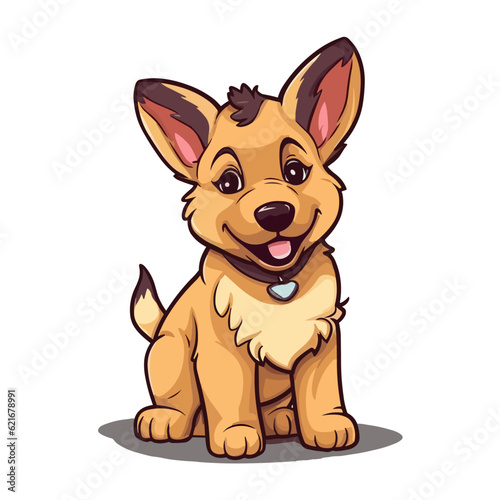 Cute German Shepherd Puppy Cartoon Character  Perfect for Children s Products and Pet-themed Designs