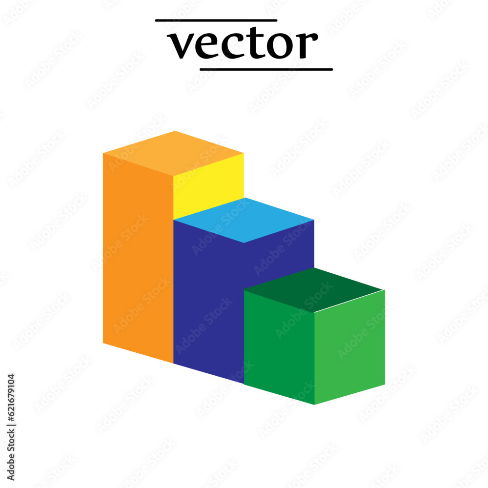 growth bar vector flat 3d cub illustration on white background..eps growth bar vector flat 3d cub illustration on white background..eps