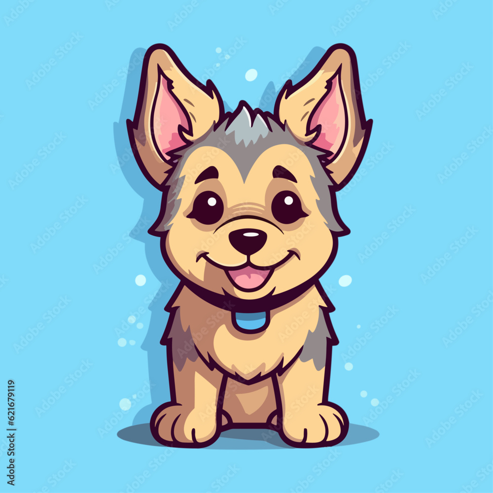 Cute German Shepherd Puppy Cartoon Character: Perfect for Children's Products and Pet-themed Designs Cute German Shepherd Puppy Cartoon Character: Perfect for Children's Products and Pet-themed Designs