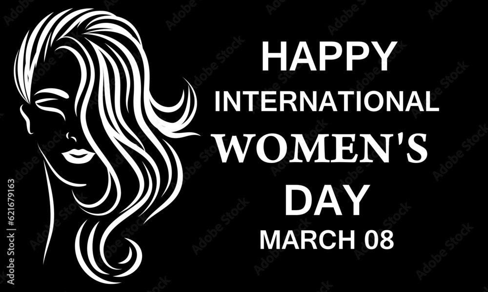 International Women's Day is celebrated on the 8th of March annually around the world. on balck background..eps International Women's Day is celebrated on the 8th of March annually around the world. on balck background..eps
