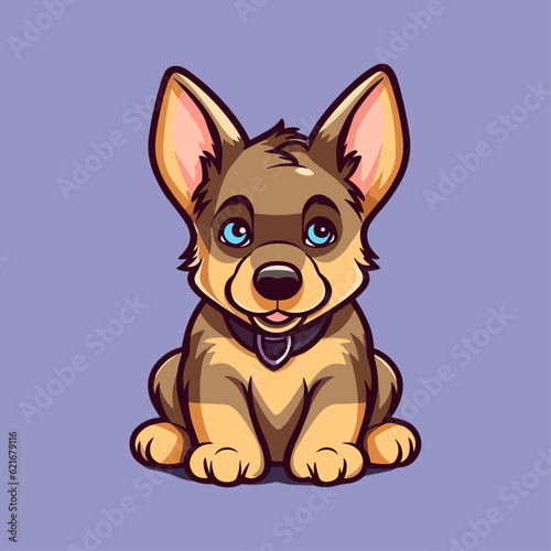 Cute German Shepherd Puppy Cartoon Character: Perfect for Children's Products and Pet-themed Designs