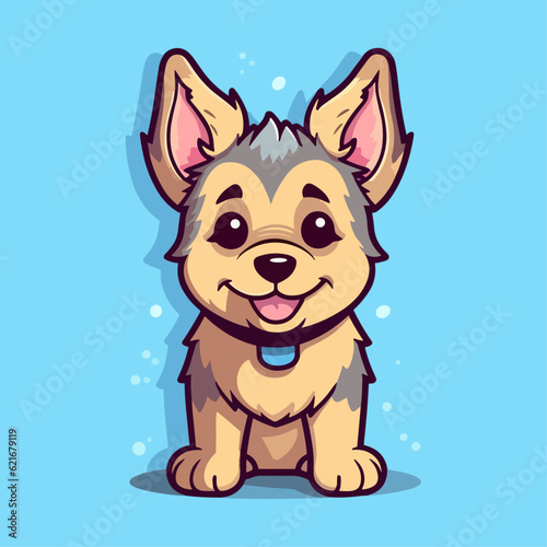 Cute German Shepherd Puppy Cartoon Character: Perfect for Children's Products and Pet-themed Designs