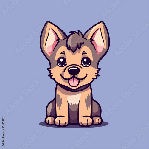 Cute German Shepherd Puppy Cartoon Character: Perfect for Children's Products and Pet-themed Designs