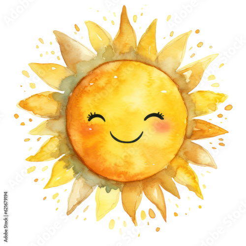 Watercolor Cute Sun