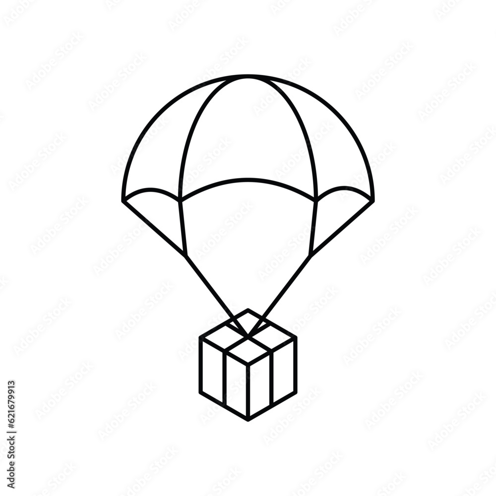 Parachute with cargo icon design, isolated on white background. vector illustration Parachute with cargo icon design, isolated on white background. vector illustration