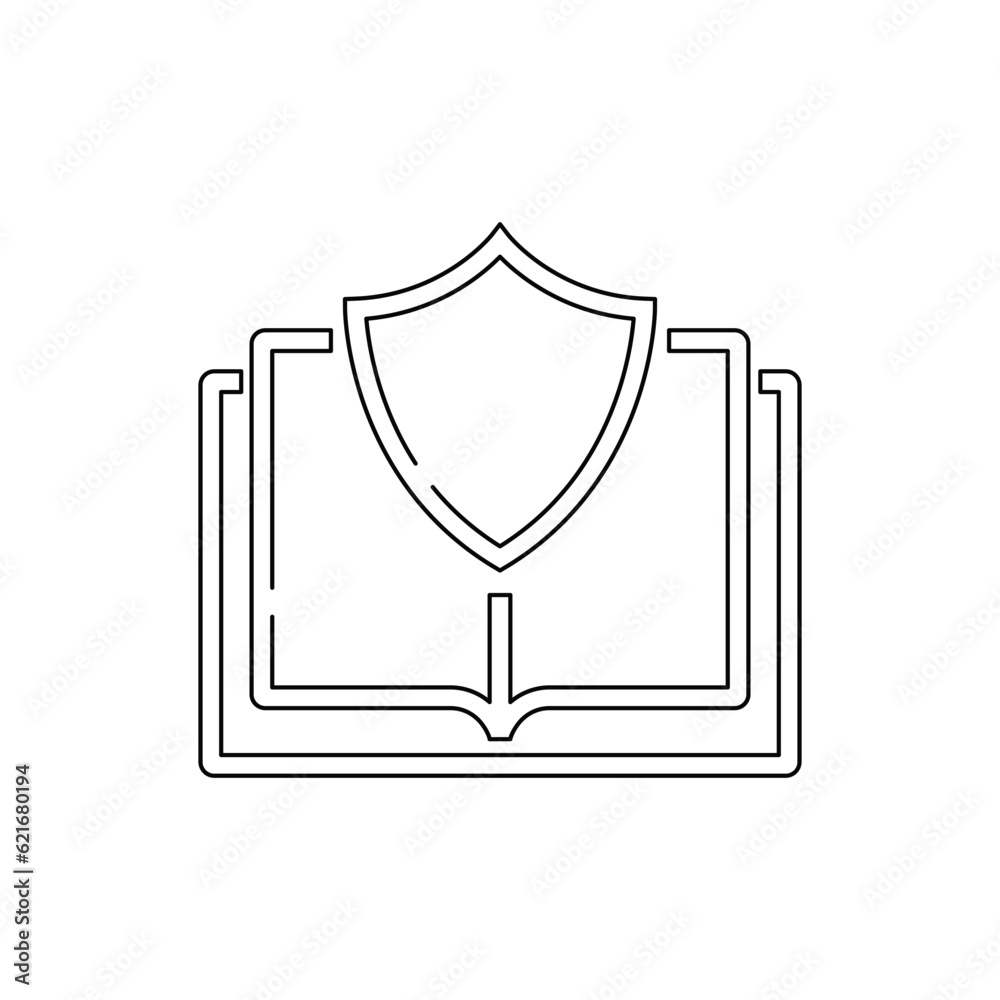 Book with shield icon design. isolated on white background. vector illustration