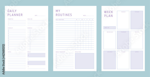 3 set of Daily weekly routine planner. 