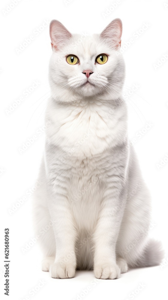 Burmilla cat sitting on white background