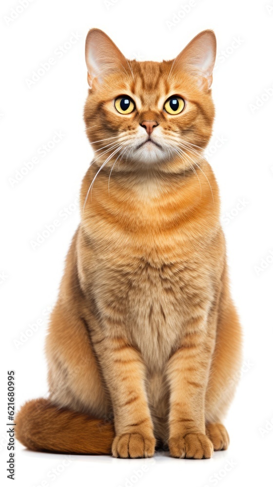 Javanese cat sitting on white background