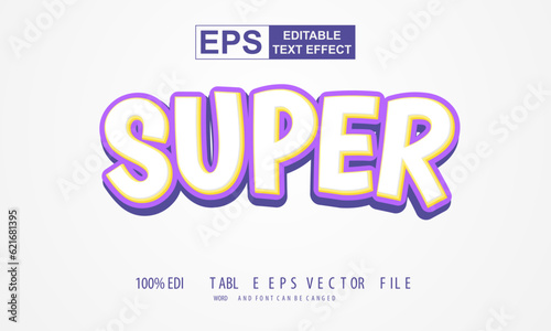 Editable text effect super 3d style vector