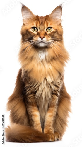 Somali cat sitting on white background