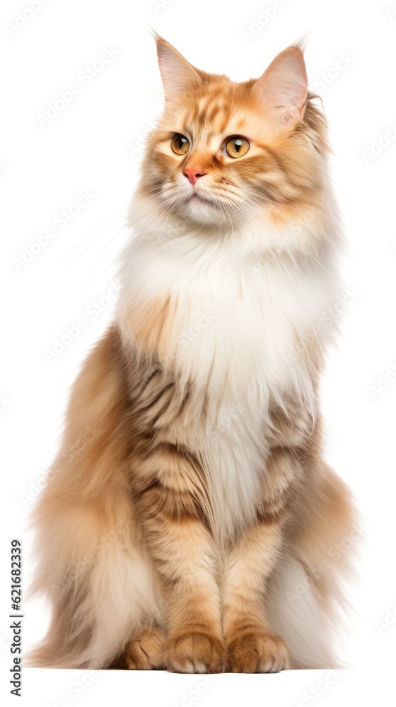 LaPerm cat sitting on white background