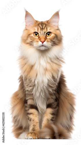 LaPerm cat sitting on white background © Ismail