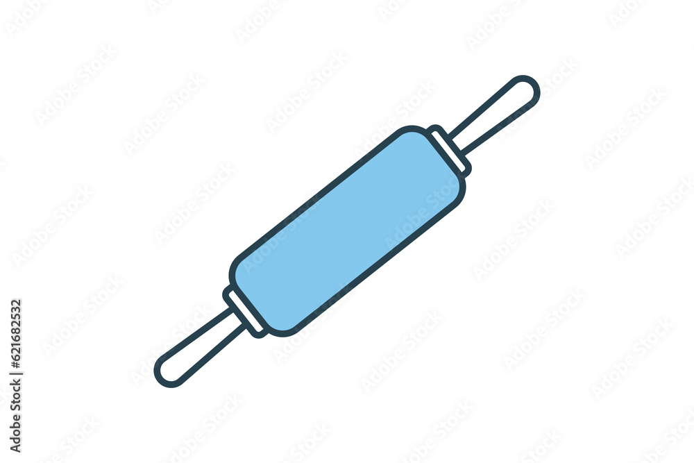 rolling pin icon. icon related to element of bakery, Cook, kitchen. Flat line icon style design. Simple vector design editable