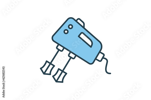 Electric mixer Icon. icon related to bakery  hand blender  electronic. Flat line icon style design. Simple vector design editable