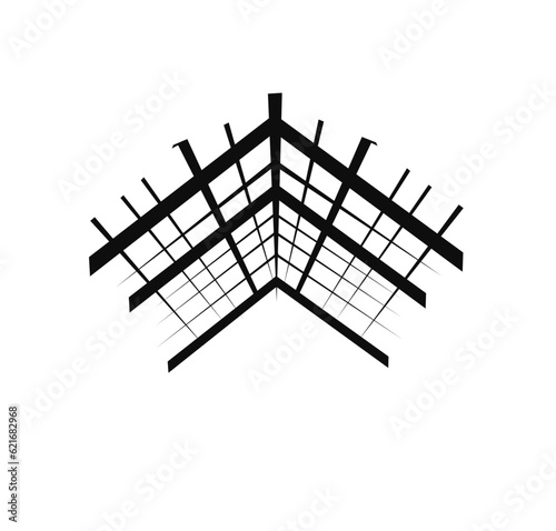 vector illustration of steel structure roof truss under building construction