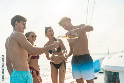 Group of diverse friends dr...