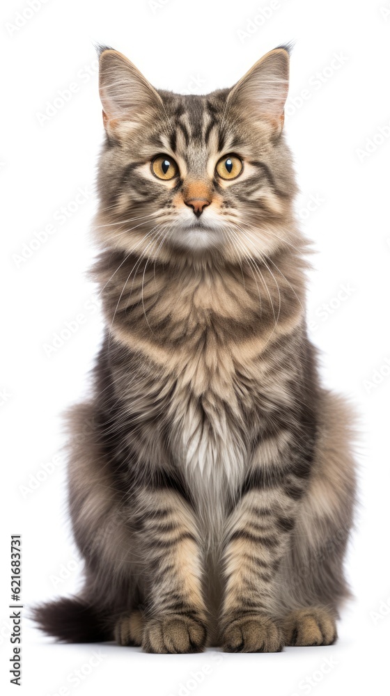 cat sitting on white background