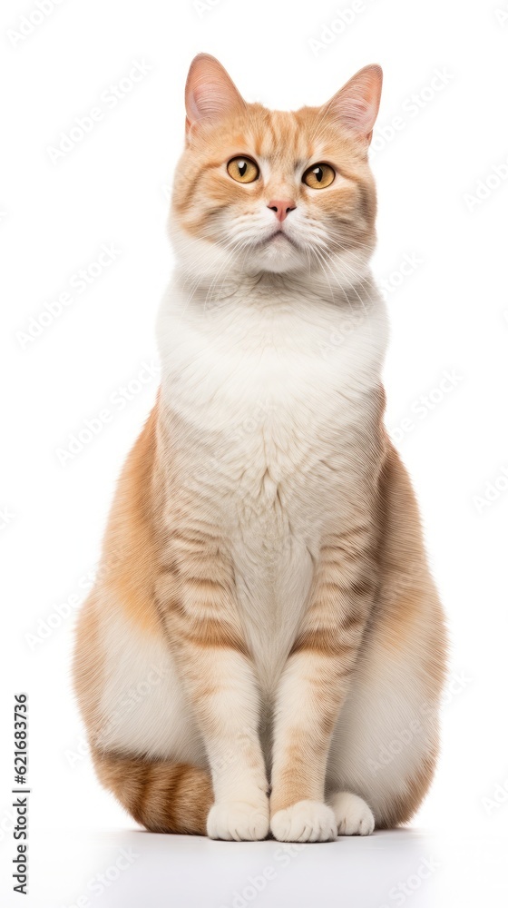 cat sitting on white background