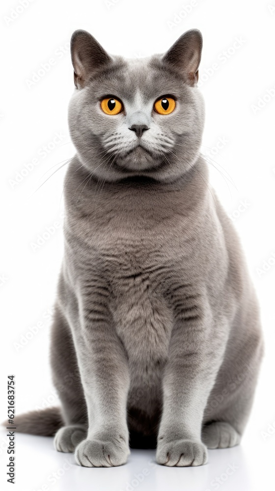 Obraz premium Chartreux cat sitting on white background