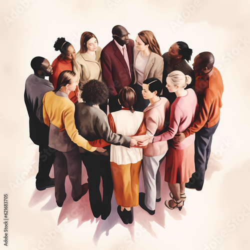 Diverse Group People in Circle Together Support Group Peace Harmony photo