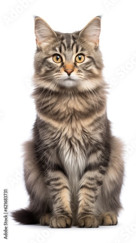 cat sitting on white background © Ismail