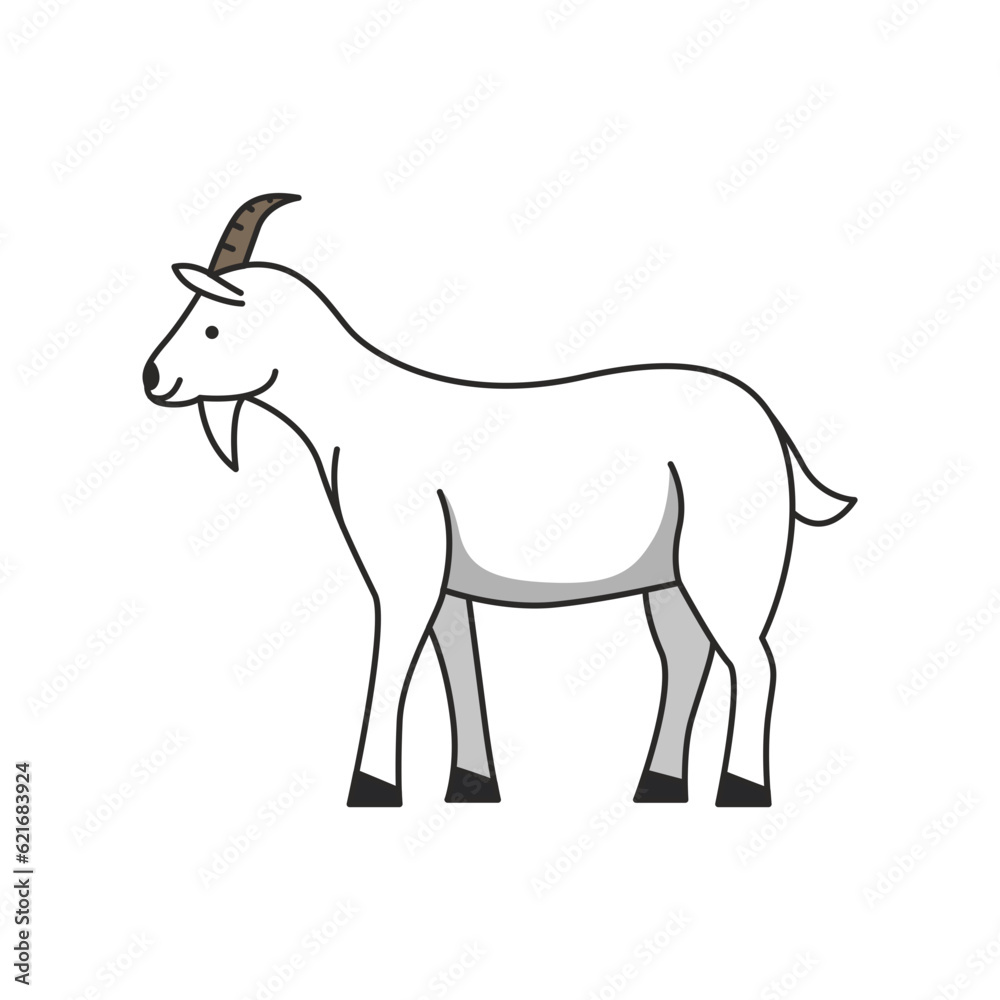 Goat icon. Vector illustration of a goat isolated on white background.