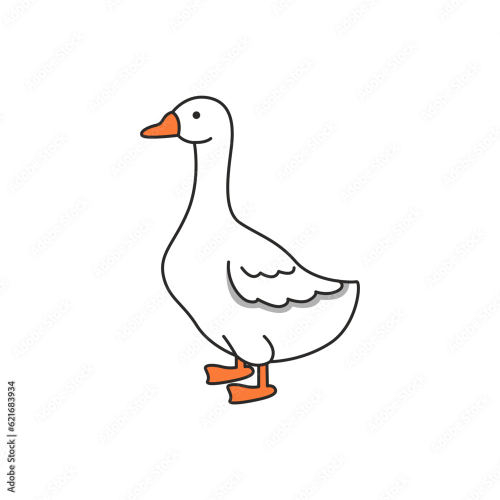 goose isolated on white background. vector illustration.