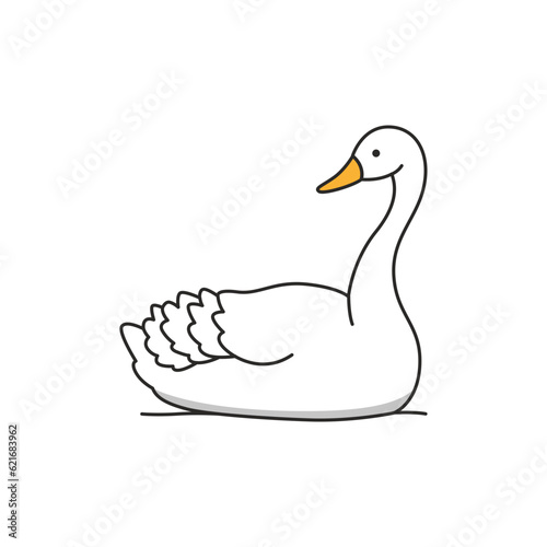 Vector image of a swan on a white background. Vector illustration
