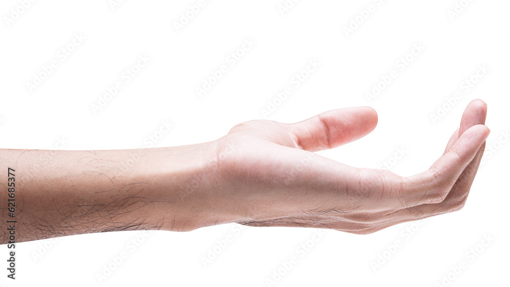 isolated of male hand holding something like a bottle or can. isolated of male hand holding something like a bottle or can.