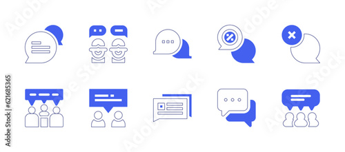 Conversation icon set. Duotone style line stroke and bold. Vector illustration. Containing chat, talk, conversation, group.